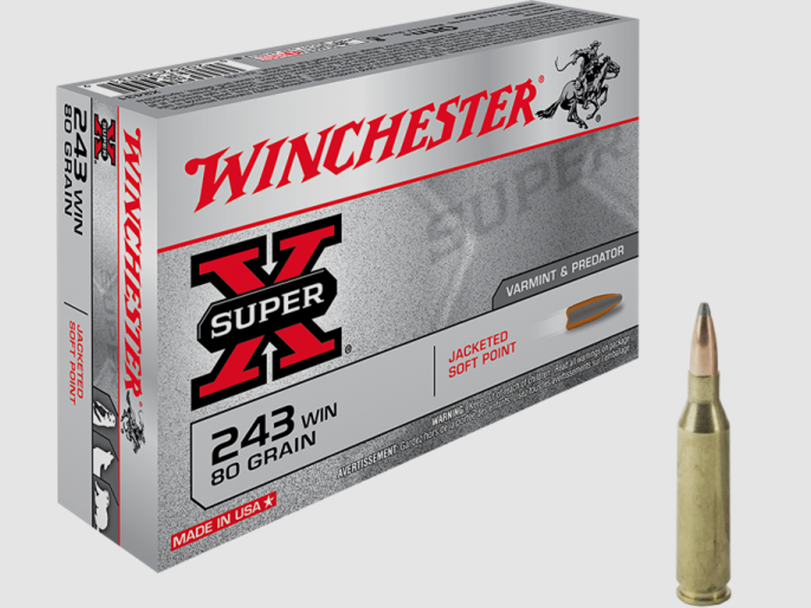 Winchester Super X .243 Win JSP 80 grs Büchsenpatronen