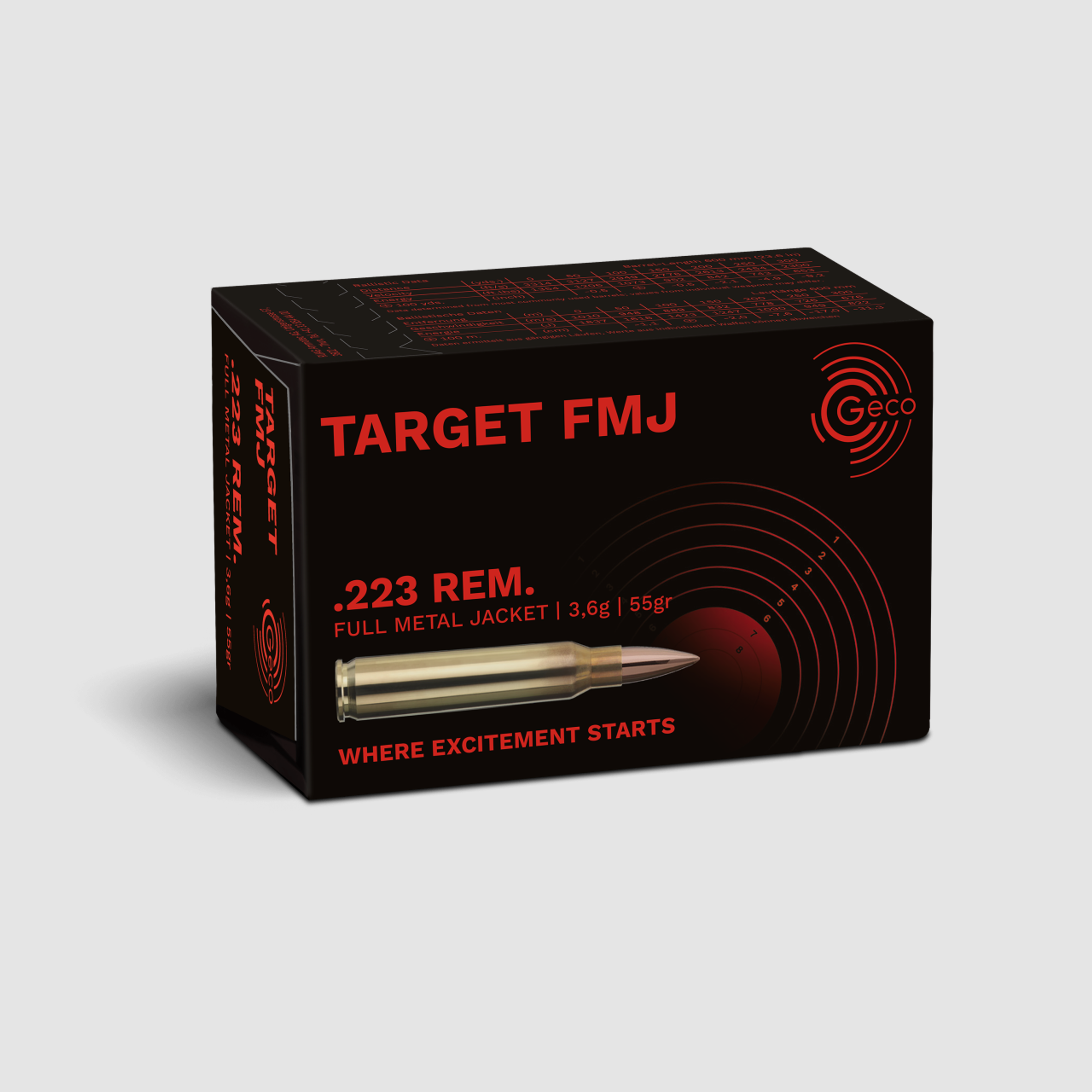 Geco .223Rem 55grs Target FMJ 50STK Munition bleihaltig