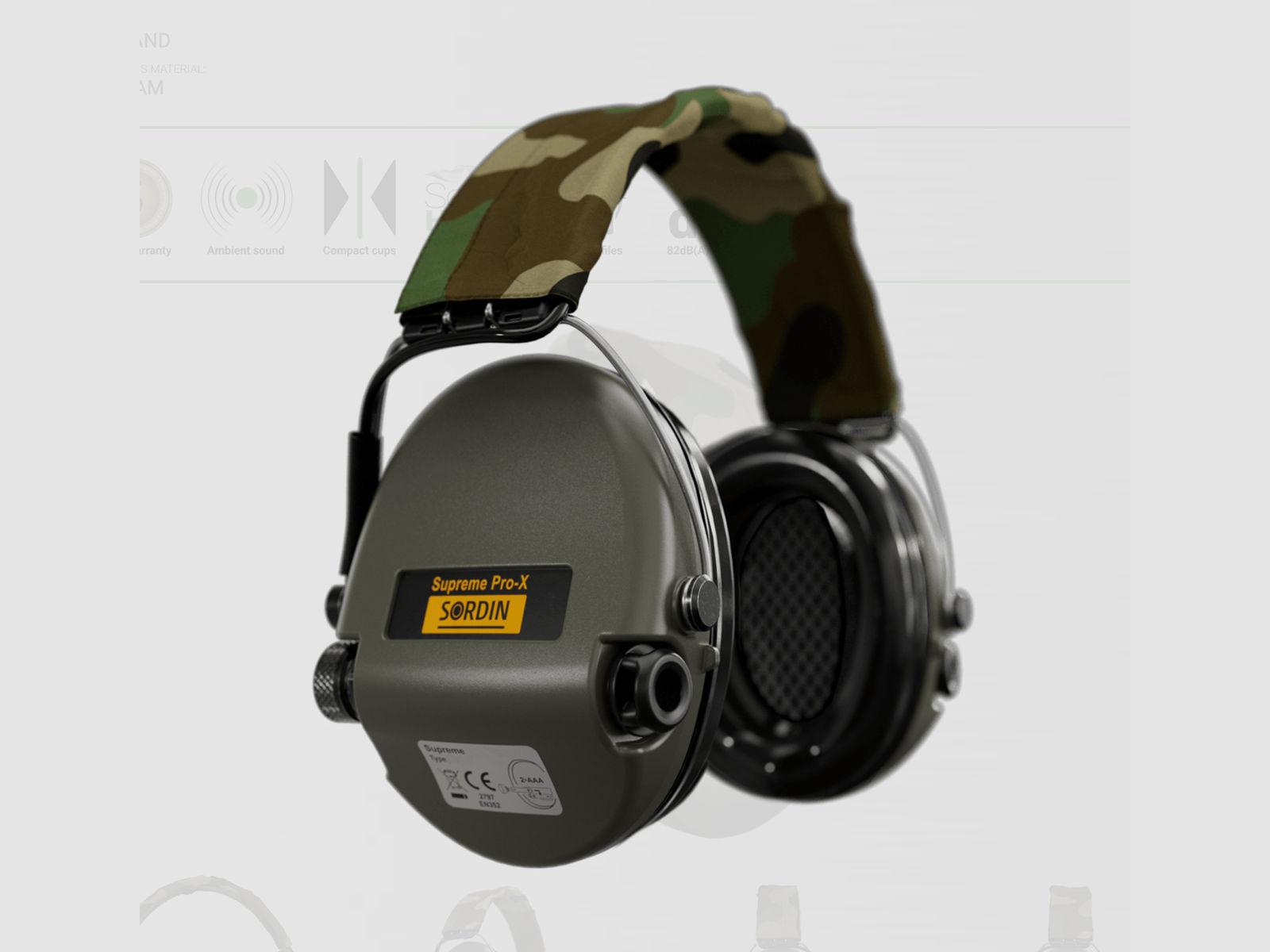 Sordin 75302-X-S Elektronischer Gehörschutz Supreme Pro X Headband Grün Camo