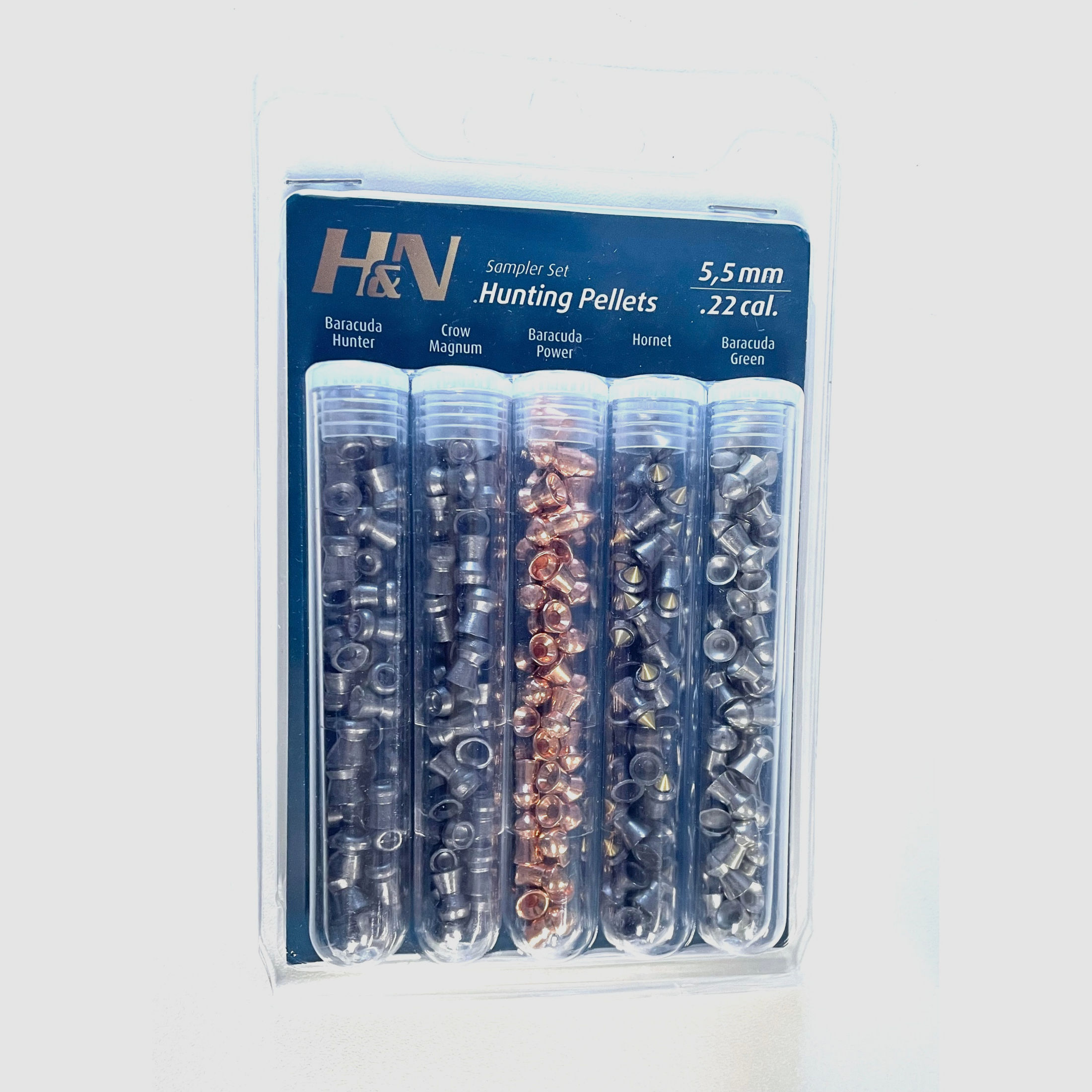 H&N 5 Röhrchen mit Testkugeln 5,5 mm Hunting Pellets Diabolos