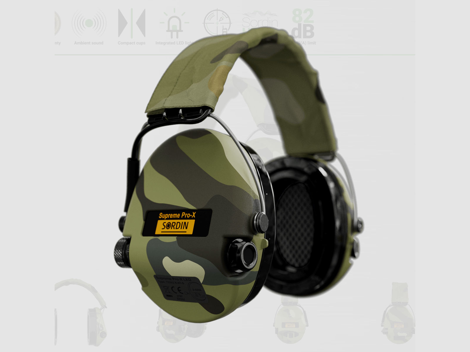 Sordin 75302-X-08-S Elektronischer Gehörschutz Supreme Camo Pro X LED Headband