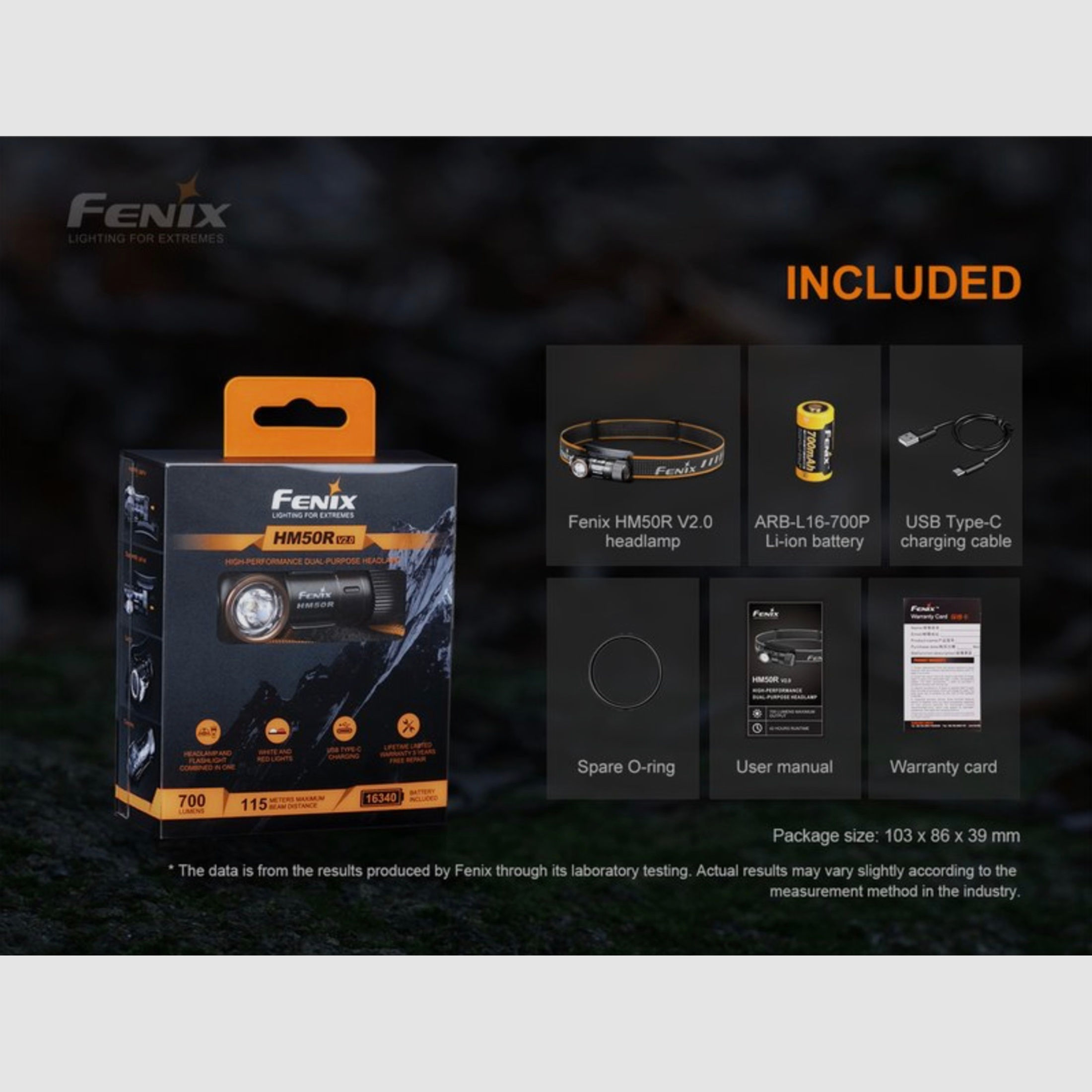 Fenix FEHM50RV2 LED Stirnlampe HM50R V2.0 700 Lumen