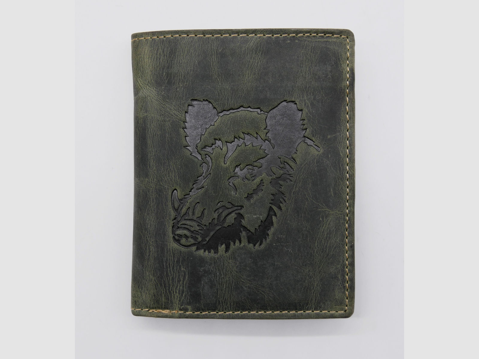 Greenburry Leder Geldbörse oliv Vintage Animal Collection Royal Stag Keiler 1701-wildboar-30