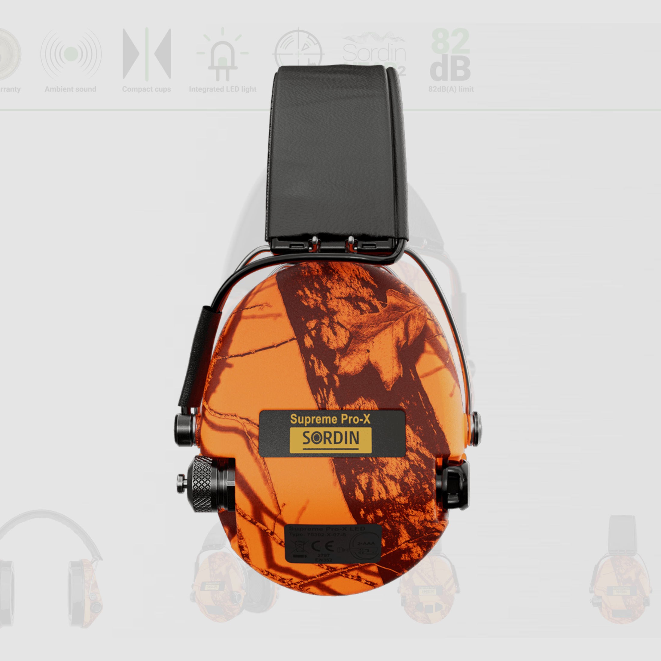 Sordin 75302-X-09-S Elektronischer Gehörschutz Supreme Orange Pro X LED Headband