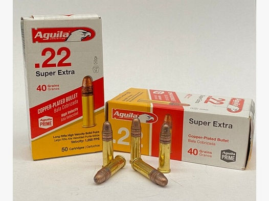2.000 Schuss Aguila KK-Munition Super Extra HV verkupfert .22lr 40gr.