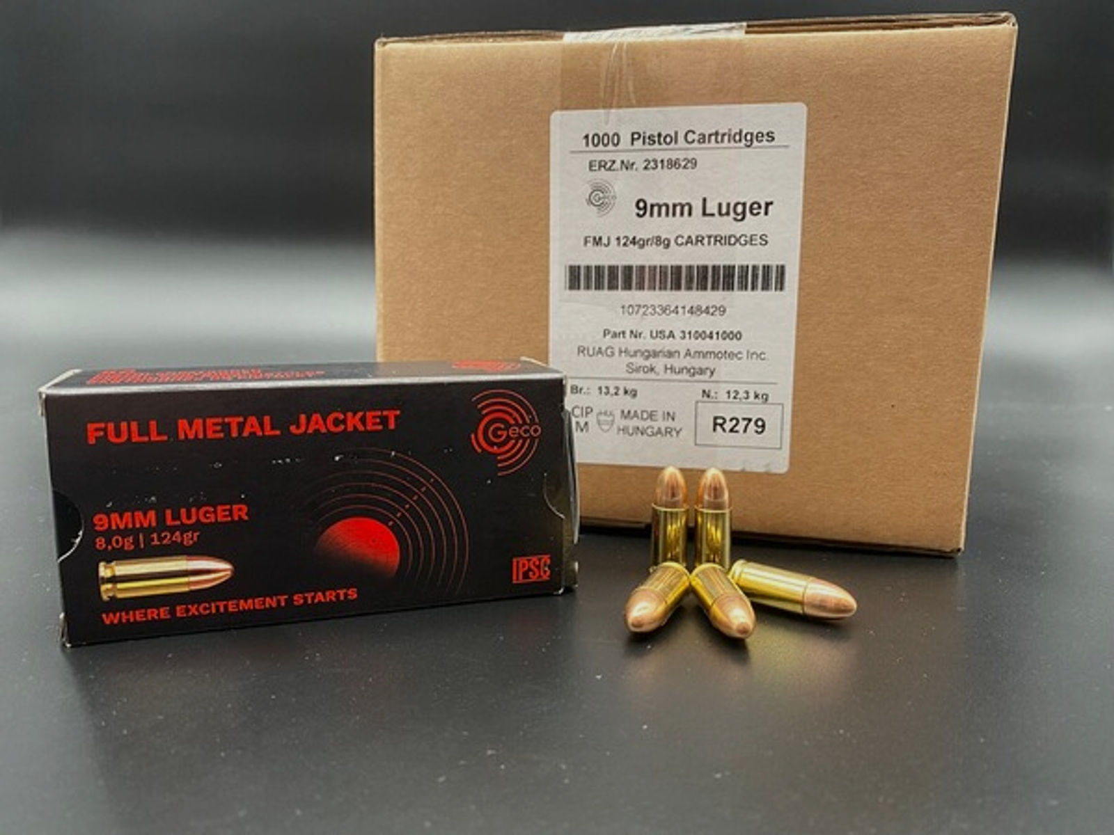 Geco 9mm Luger 124gr. FMJ 1000 Stück