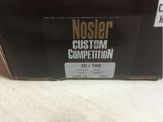 Nosler Match Geschosse .308 HPBT 168 grain Custom Competition 1000 Stück Packung