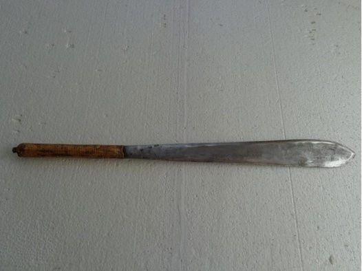 Altes originales afrikanisches Buschmesser/Machete zweischneidig, handgeschmiedet, 56,5 cm, RAR