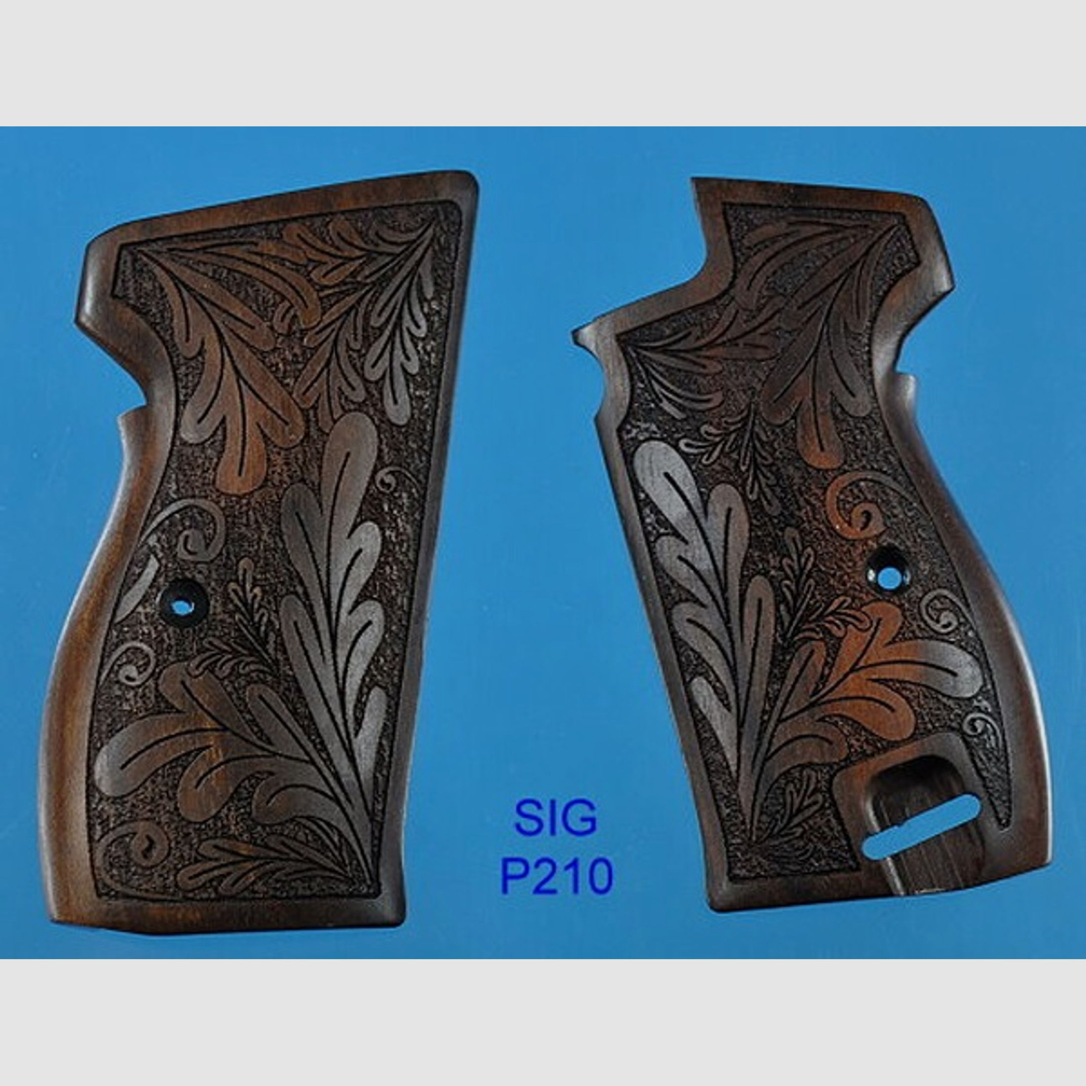 Luxus-Nussbaum-Griffschalen für Pistole SIG P210 mit Fangriemenöse