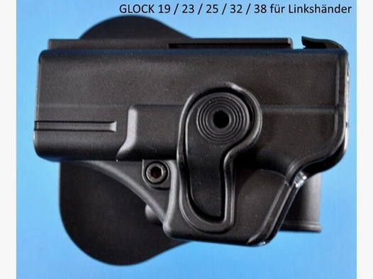 schwenkbares Paddle-Holster f.Glock 17 / 23 / 25 / 32 und 38 für Linkshänder