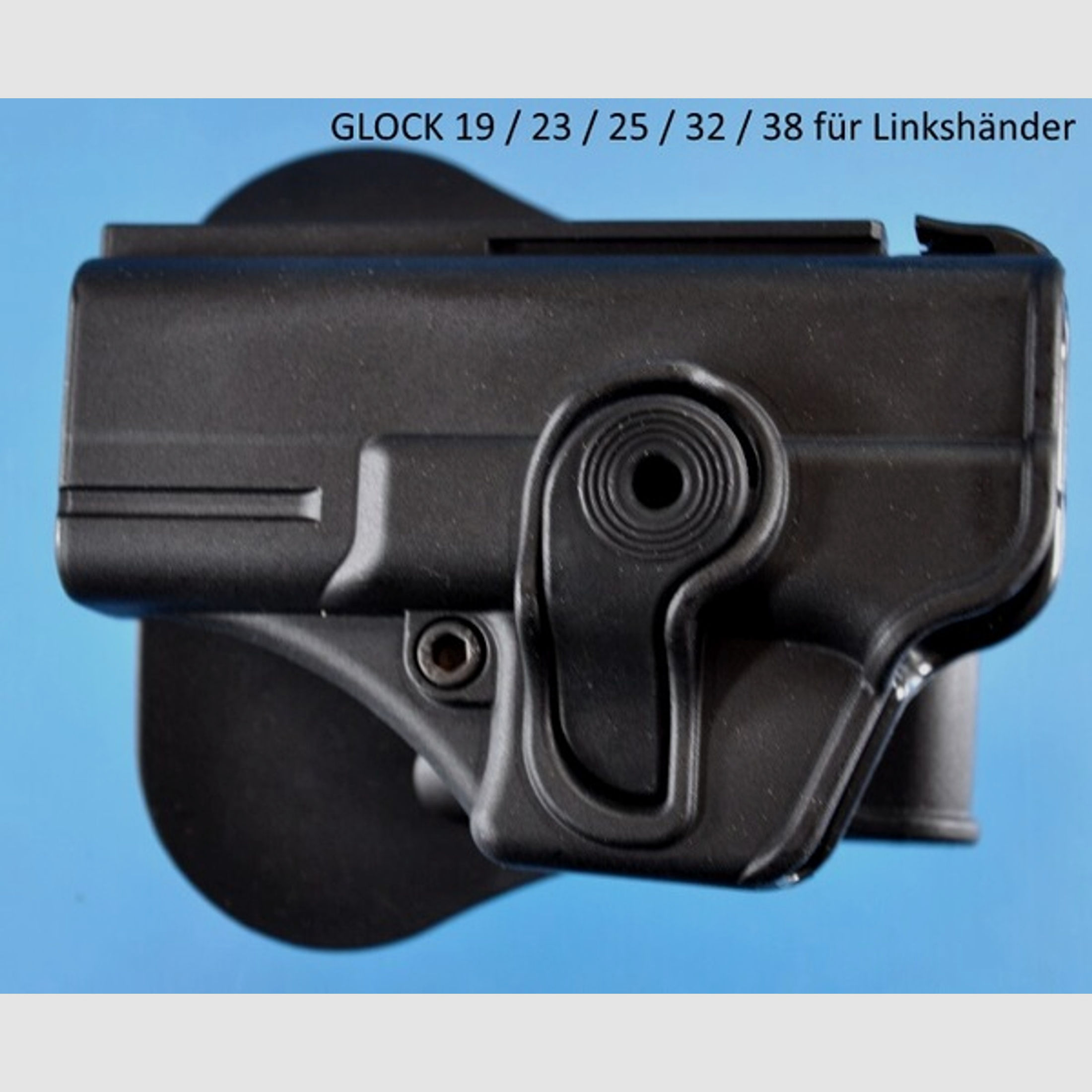 schwenkbares Paddle-Holster f.Glock 17 / 23 / 25 / 32 und 38 für Linkshänder