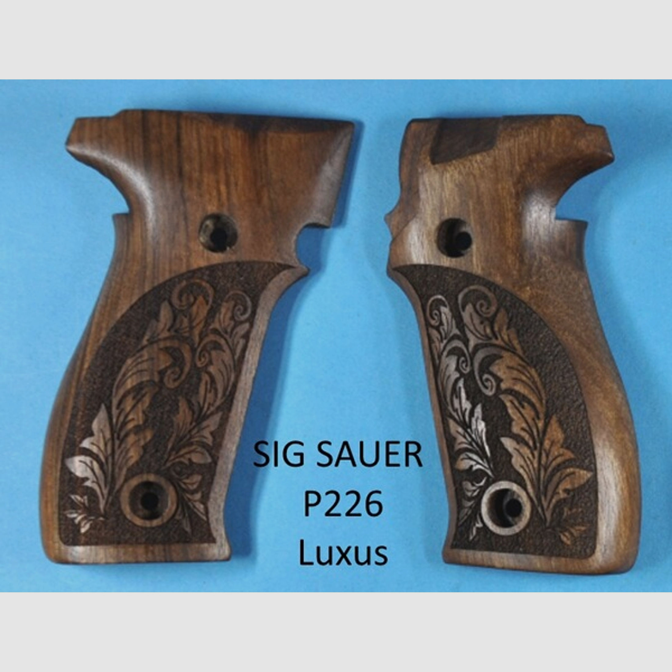 Luxus-Nussbaum-Griffschalen für Pistole SIG SAUER P226 mit Rankenverschneidung