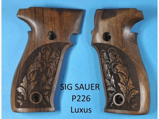 Luxus-Nussbaum-Griffschalen für Pistole SIG SAUER P226 mit Rankenverschneidung