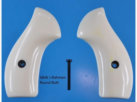 Griffschalen aus elfenbeinfarbenen Kunststoff für S&W-Revolver J Rahmen Round Butt, Weihrauch HW37