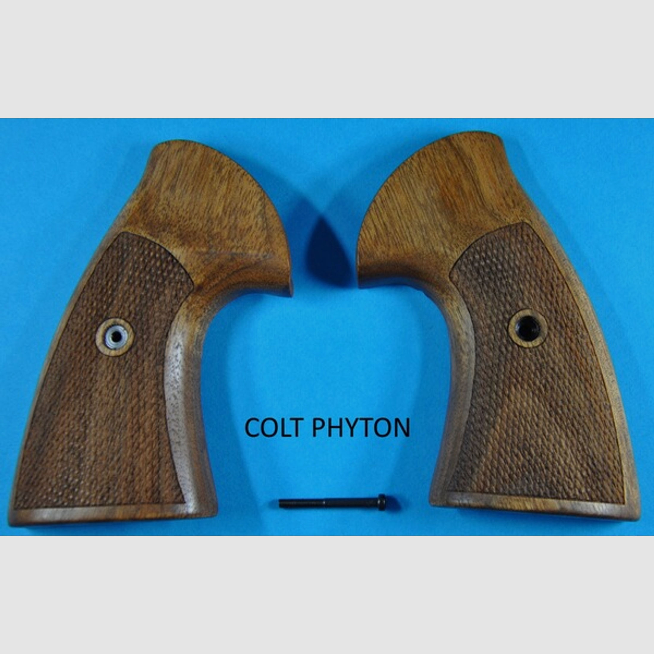 Nussbaum-Griffschalen für Colt PHYTON mit Fischhaut