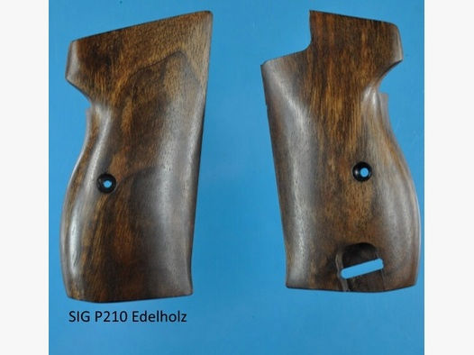 glatte Nussbaum-Griffschalen für Pistole SIG P210 mit Fangriemenöse, ausgesuchtes Holz