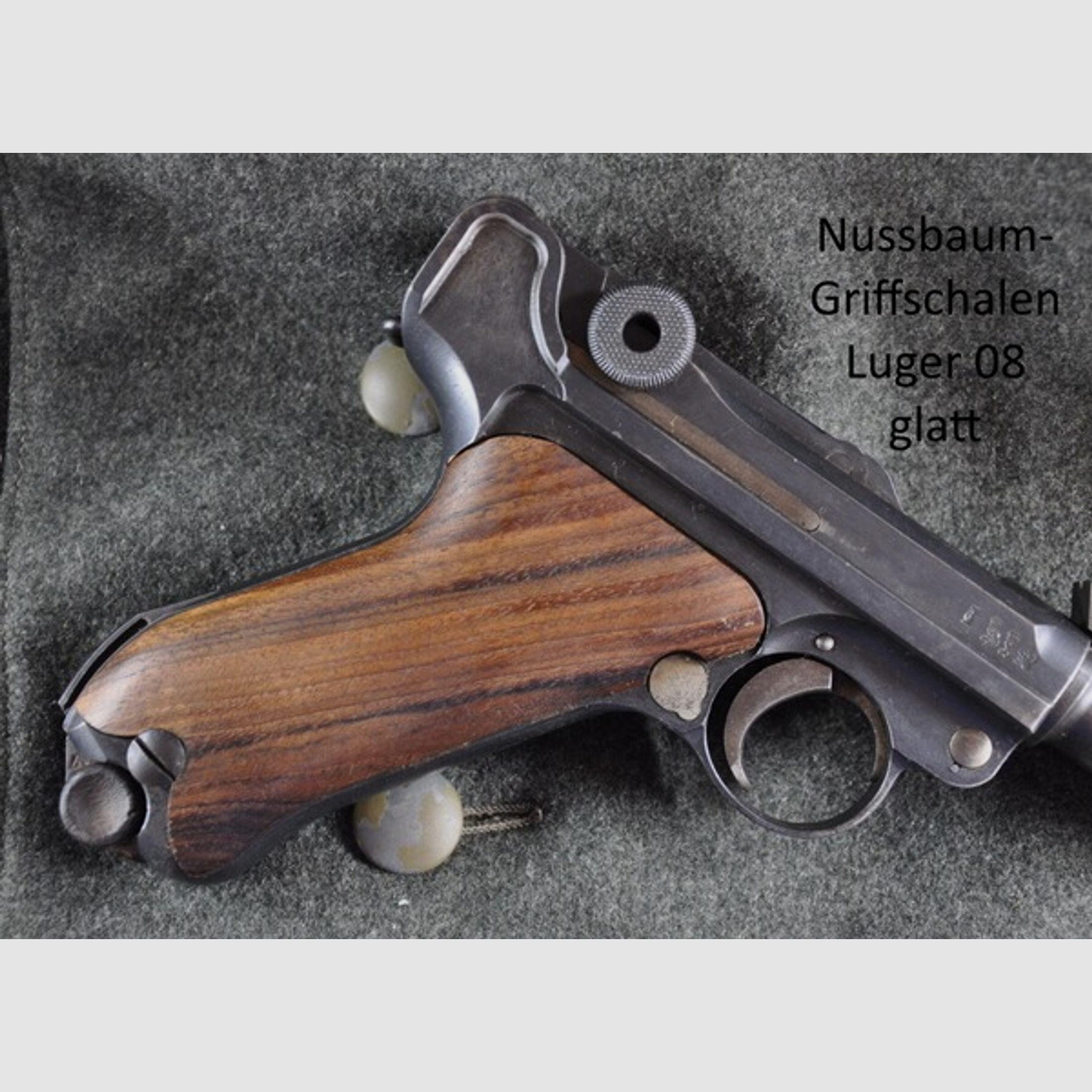 glatte Nussbaum-Griffschalen für Pistole 08 Luger