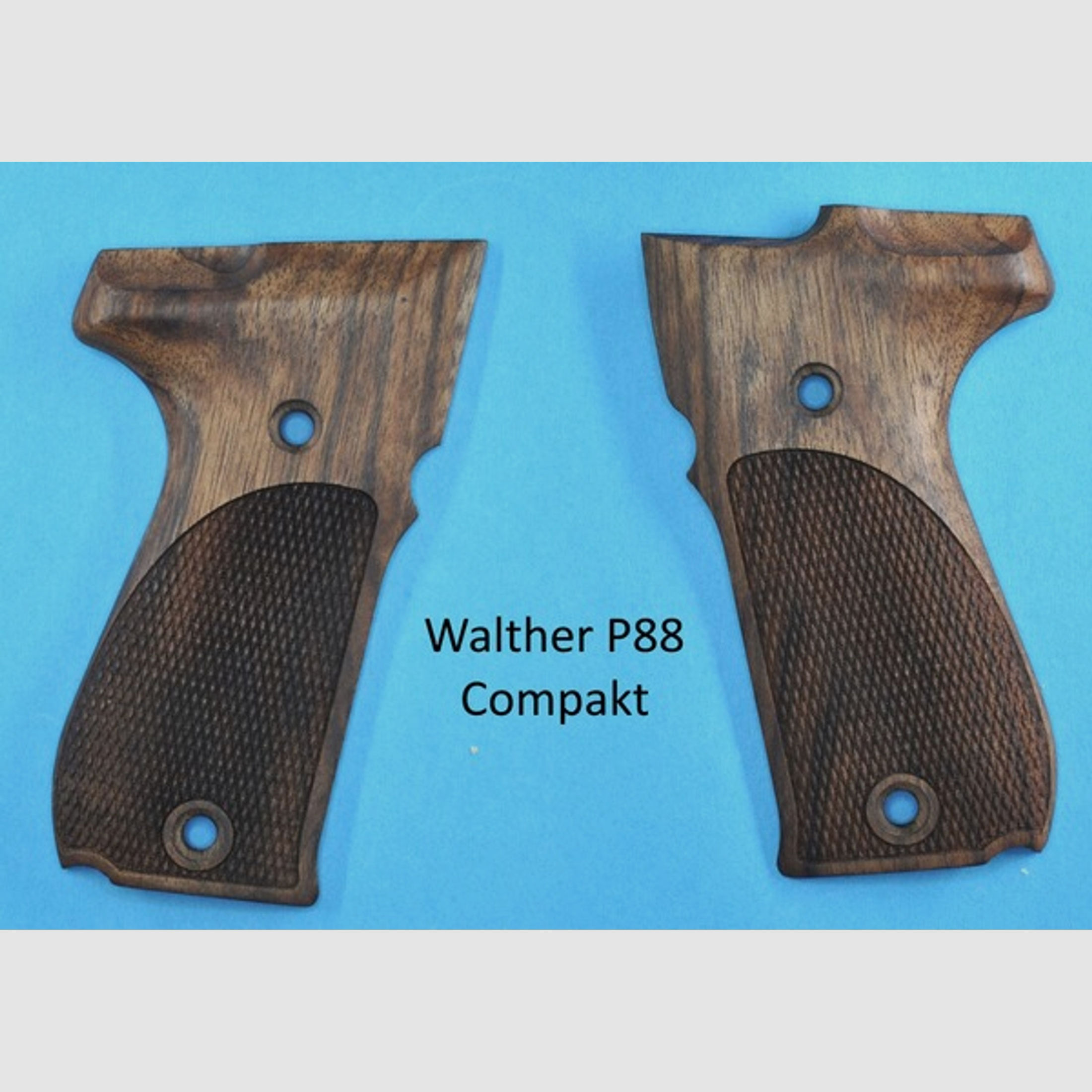 Nussbaum-Griffschalen für Pistole Walther P88 Compakt mit Fischhaut
