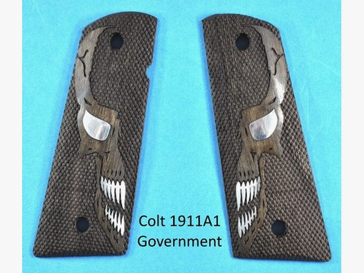 Nussbaum-Target-Griffschalen für Colt 1911A1 Government und Klone mit Totenkopf-Logo