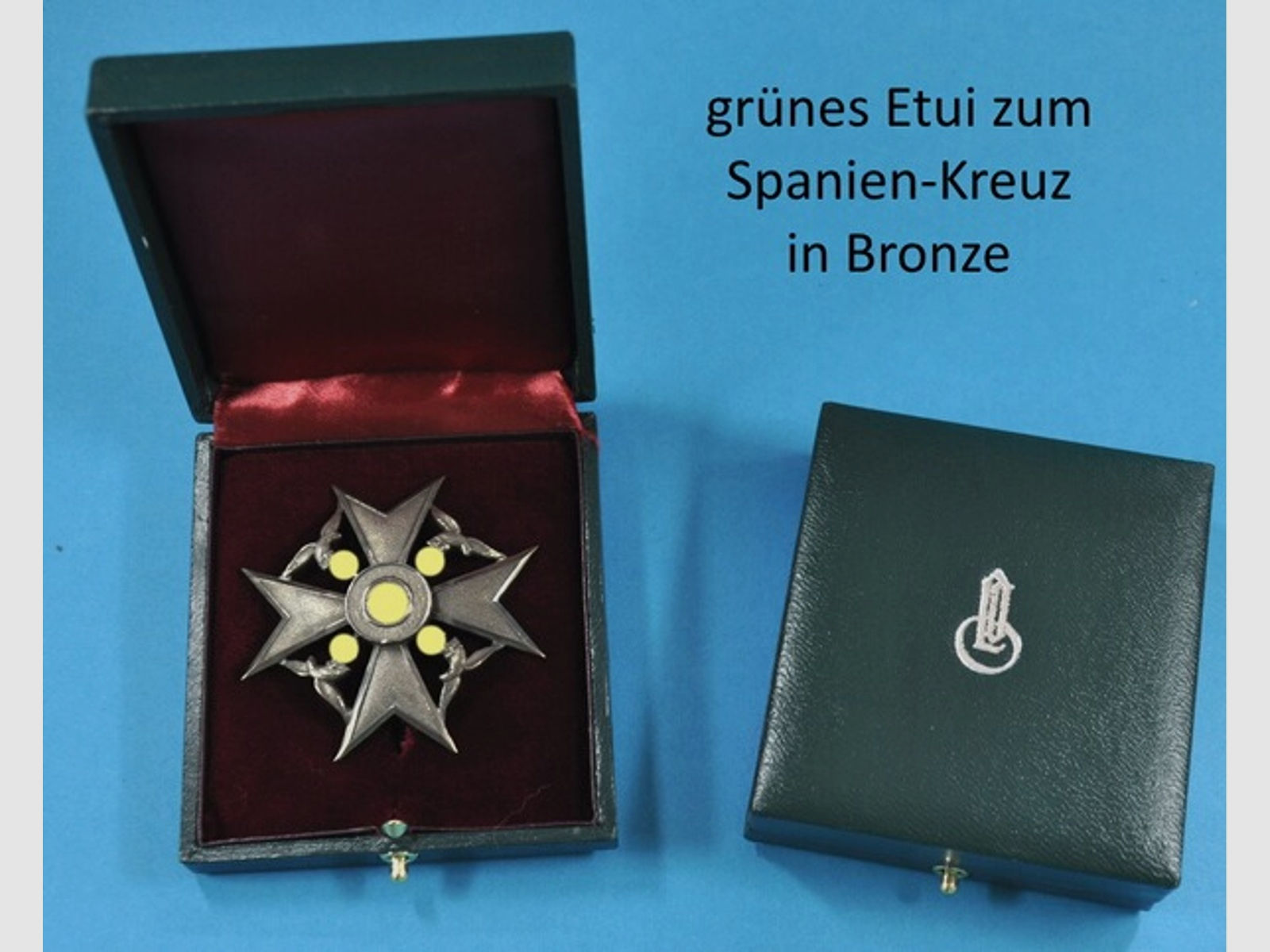 grünes Etui zum spanienkreuz In Bronze Repro !!!