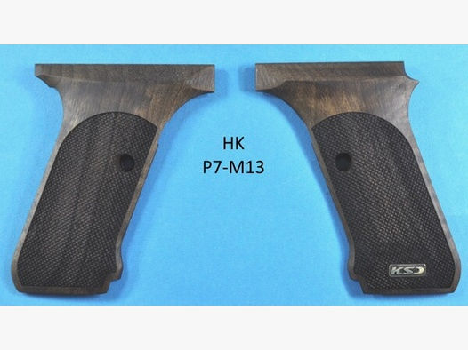 Nussbaum-Griffschalen mit Fischhaut für Pistole HK P7-M13