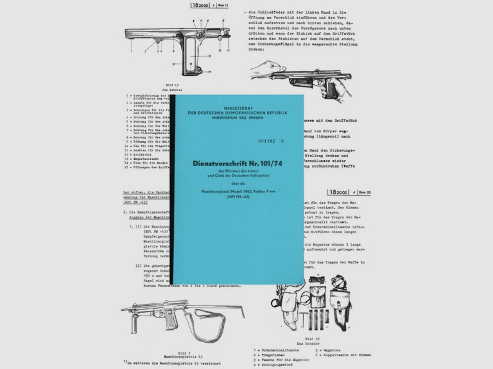 Nachdruck DDR MDI Dienstvorschrift für die Polnische PM-63 Maschinenpistole