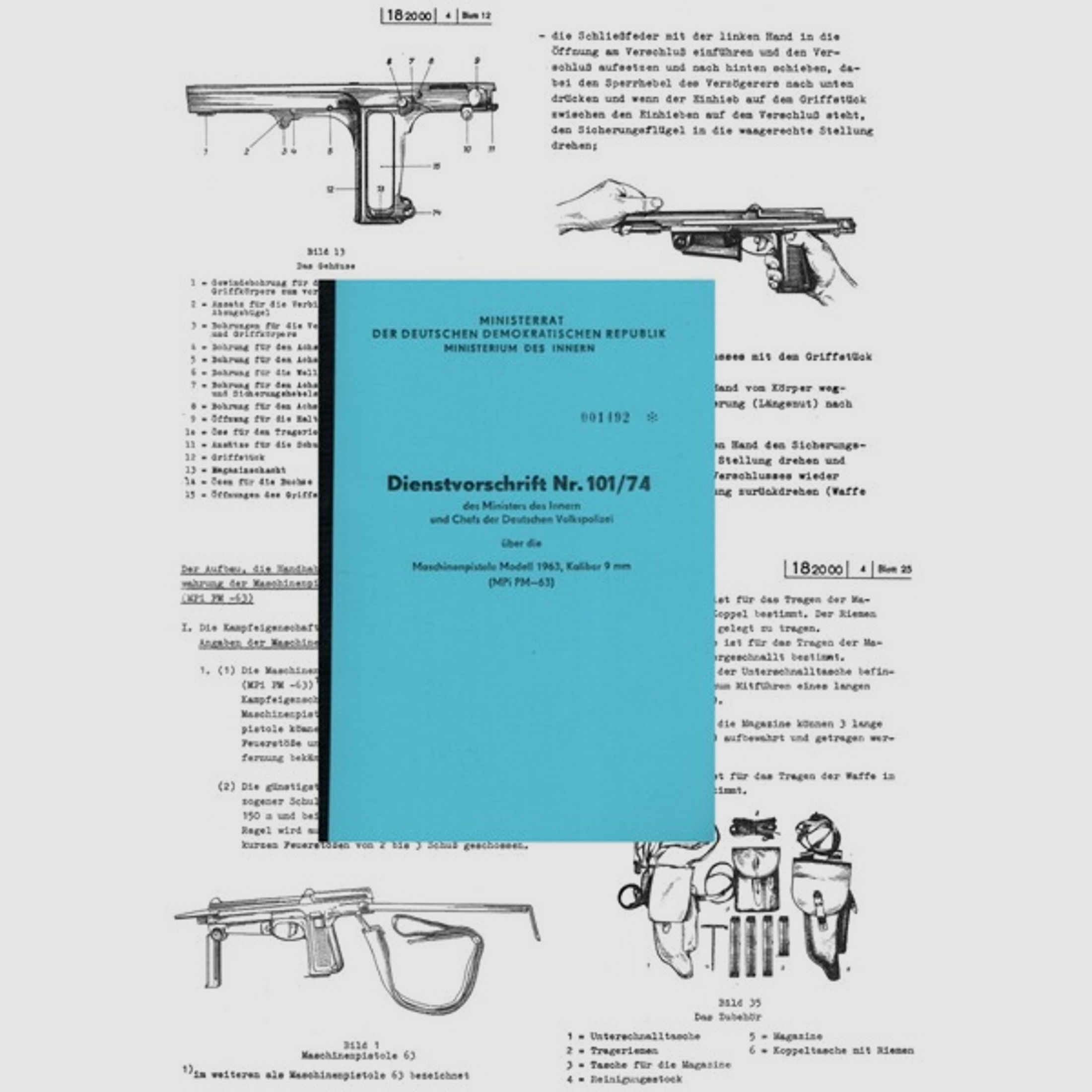 Nachdruck DDR MDI Dienstvorschrift für die Polnische PM-63 Maschinenpistole