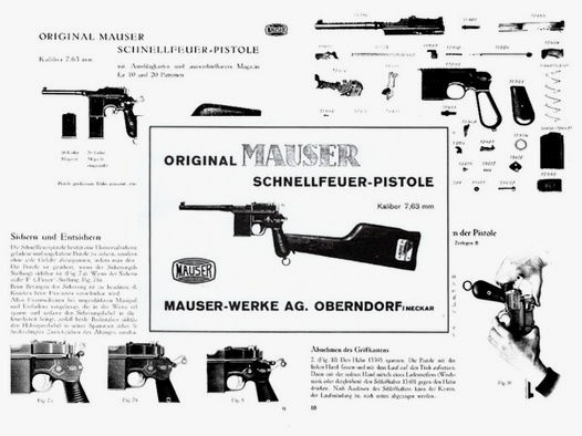 Nachdruck Bedienungsanleitung Pistole Mauser C96 Reihenfeuer