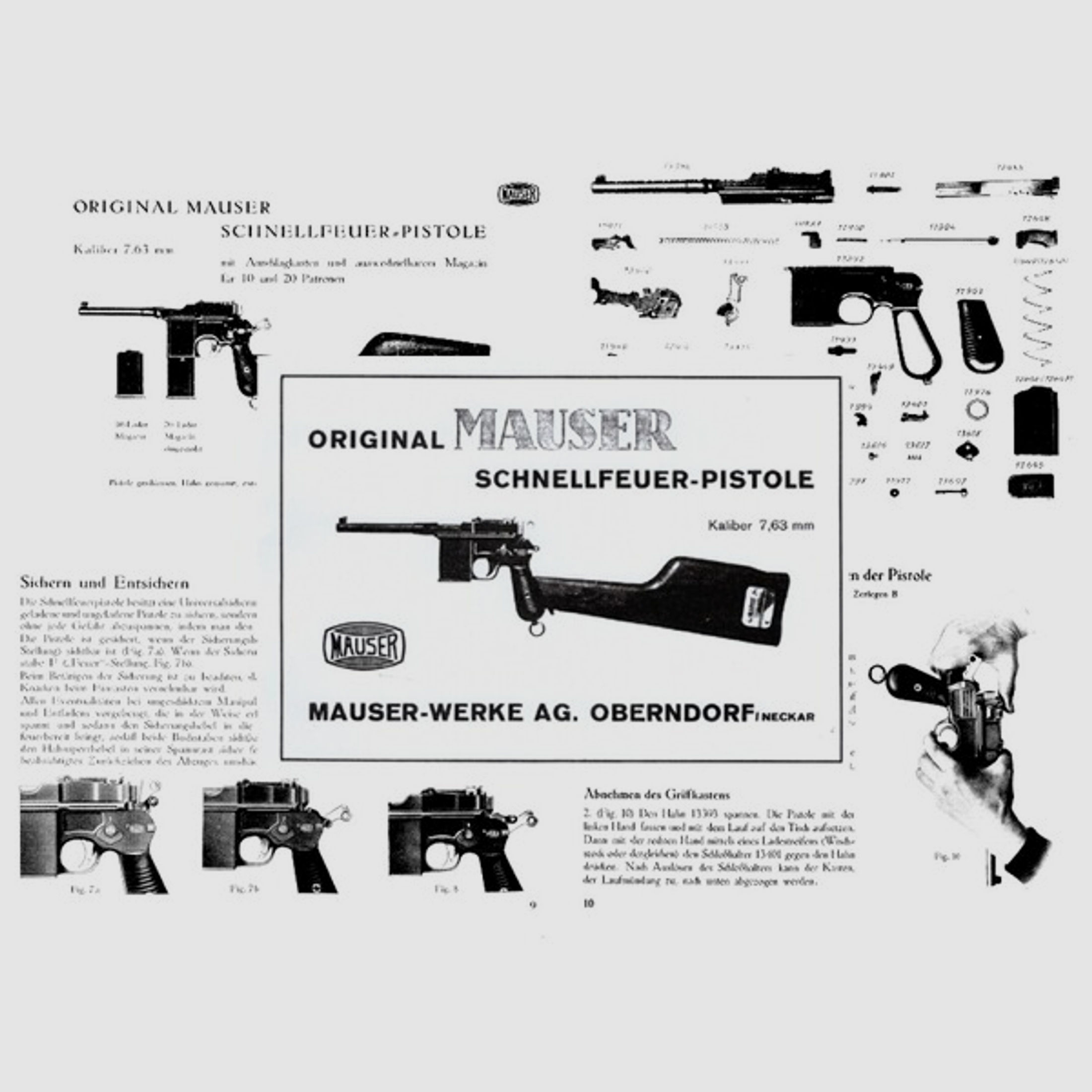 Nachdruck Bedienungsanleitung Pistole Mauser C96 Reihenfeuer