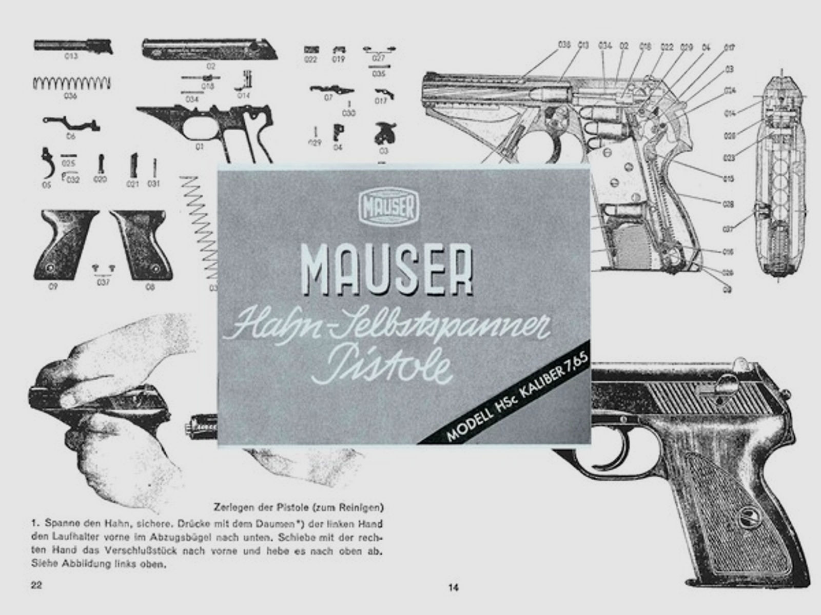 Nachdruck Bedienungsanleitung Pistole MAUSER HSC Cal. 7,65 mm