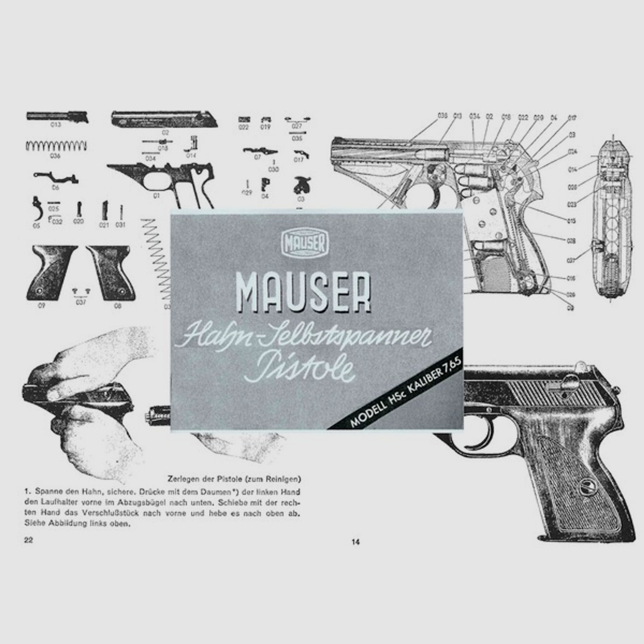 Nachdruck Bedienungsanleitung Pistole MAUSER HSC Cal. 7,65 mm