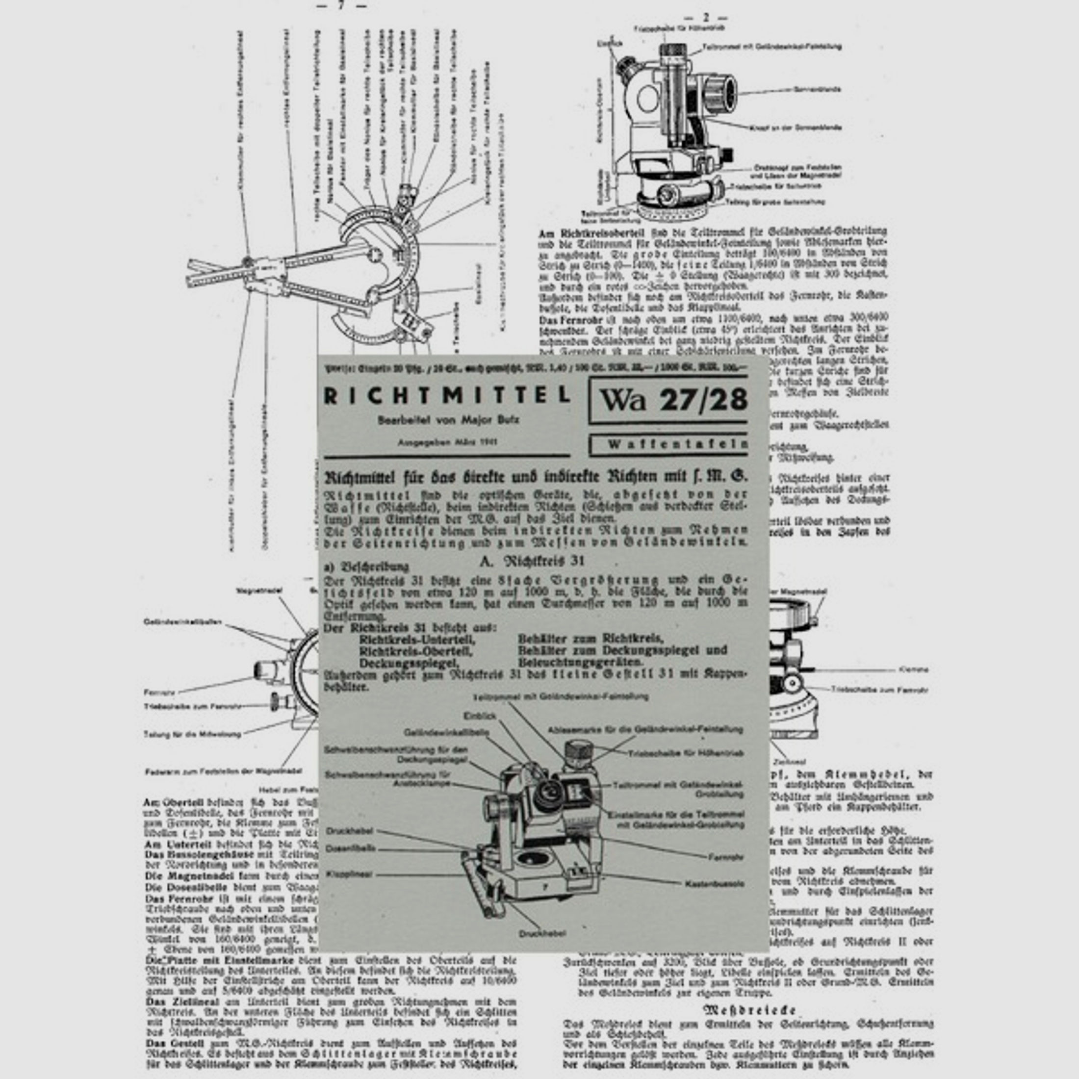 Nachdruck Wehrmacht Taschenkarte Richtmittel zum schweren Maschinengewehr