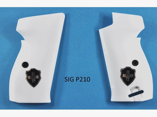 Weiße Griffschalen für Pistole SIG P210 mit schweizer Logo