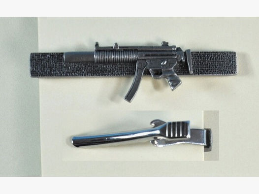 H&K MP5 mit Schalldämpfer als Krawatten-Klammer