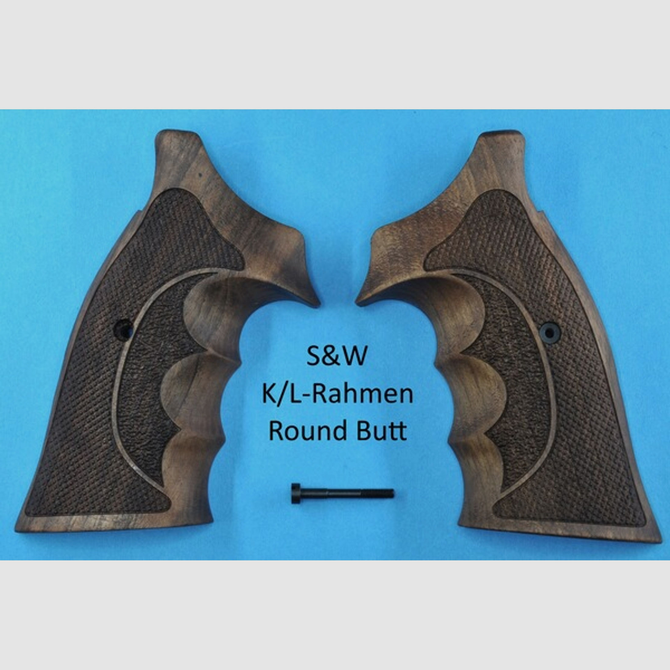 Nussbaum-Griffschalen mit Fingerrillen für S&W K/L-Rahmen Round Butt (runder Rahmen)