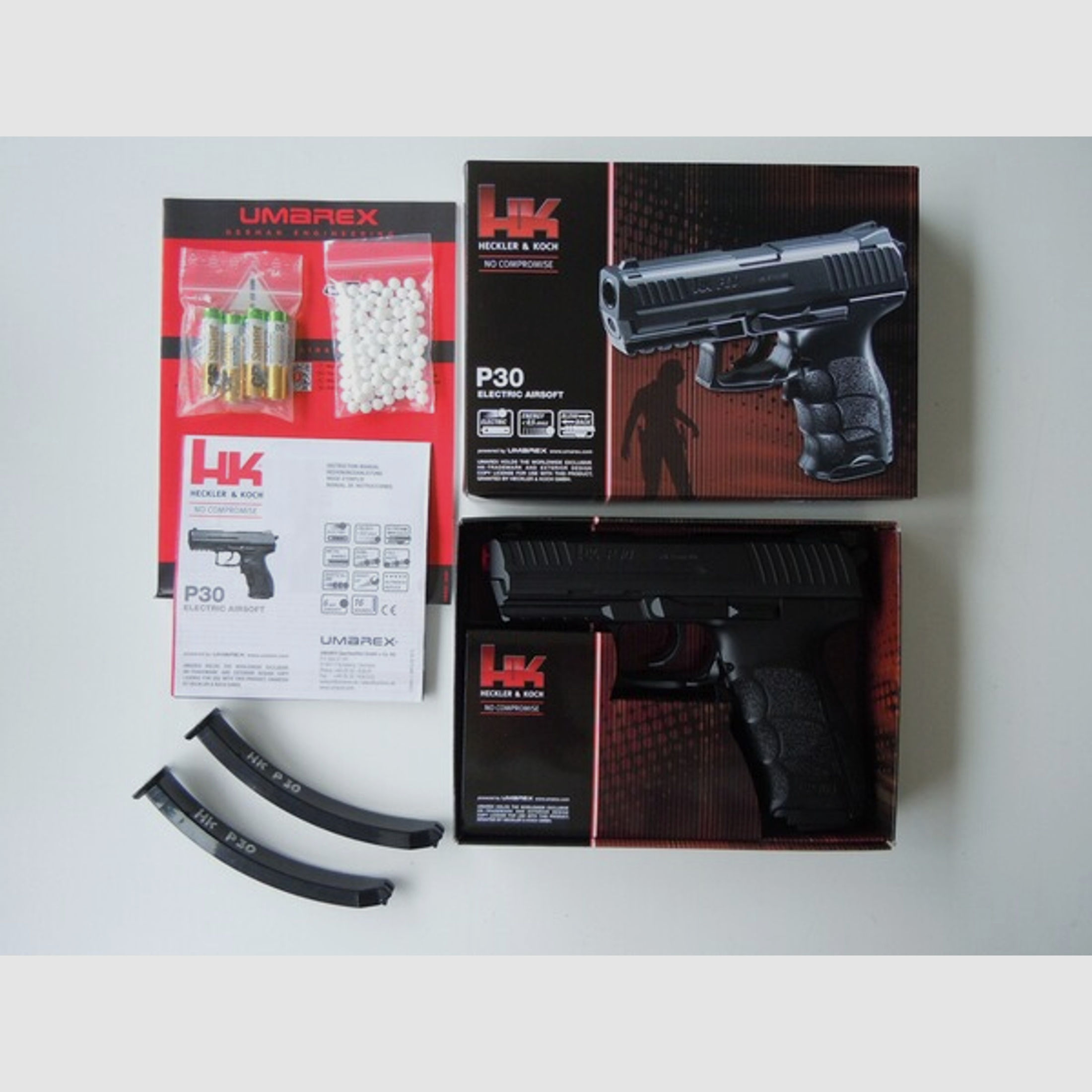 Heckler & Koch Pistole P30 Softair 6mm BB AEG Elektrisch 2 Magazine in OVP,