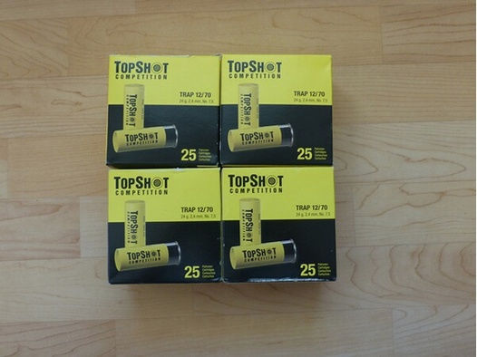 TOPSHOT Competition Trap Muniton Patronen 12/70 24 g 2,4 mm No. 7,5 100 Stück Made in Czech Republic