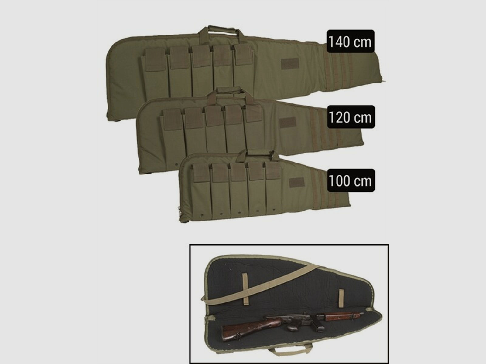 Gewehrtasche / Waffen Futteral Oliv 100cm - Rifle Case Gewehrfutteral abschließbar