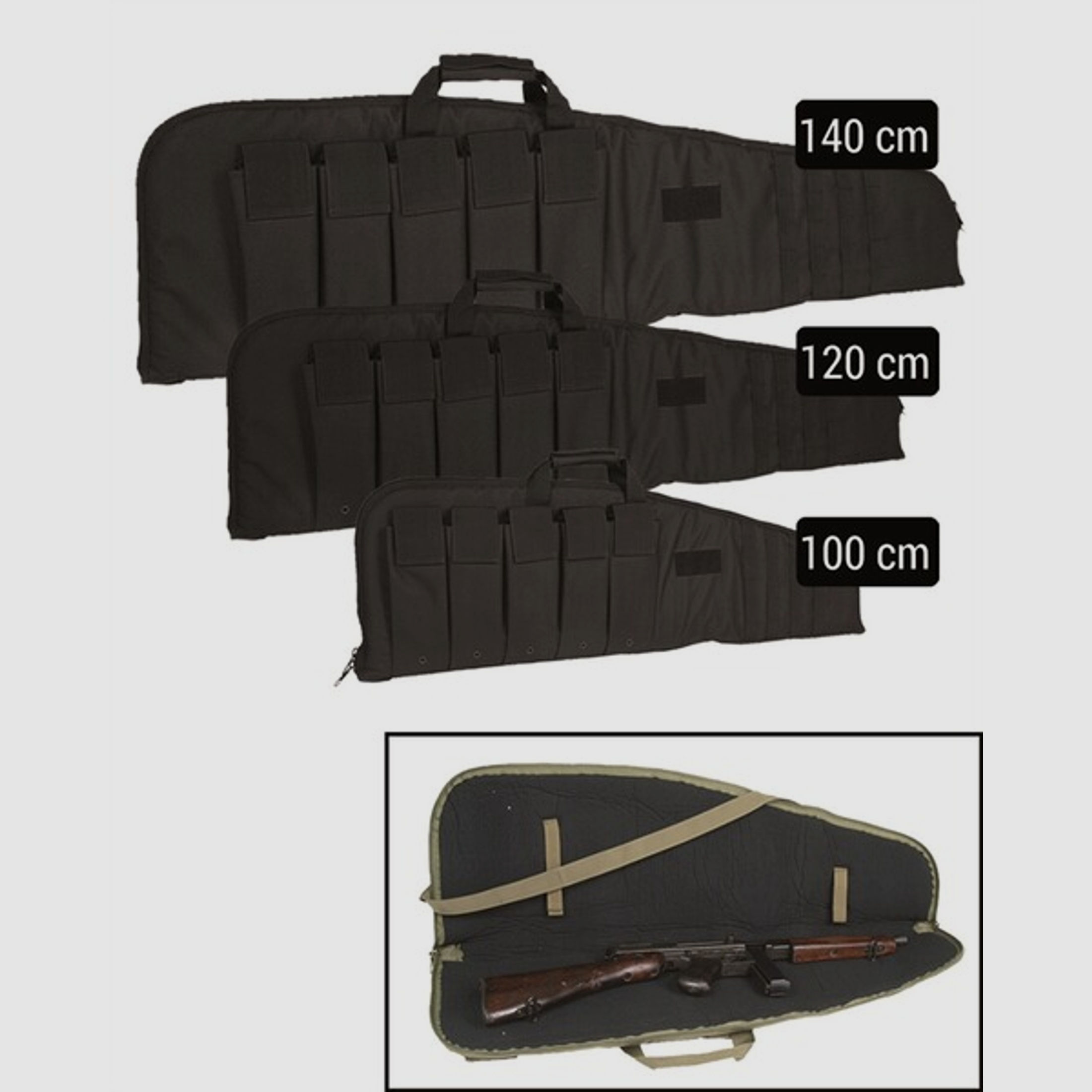 Gewehrtasche / Waffen Futteral Schwarz 100cm - Rifle Case abschließbar