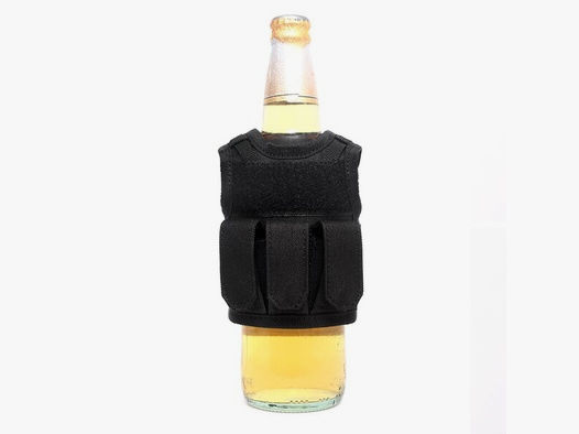 Mini Tactical Schutzweste mit Fronttaschen für Bierflasche / Wein / Thermosflasche - Schwarz