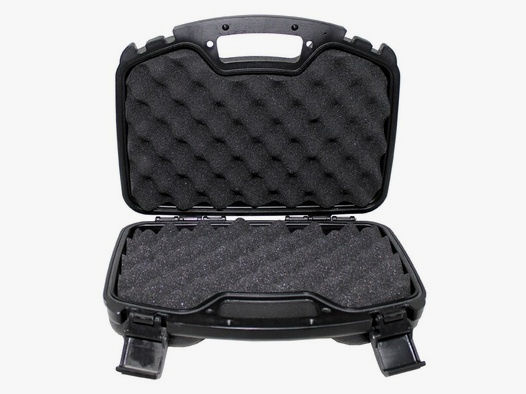 Pistolen-Koffer, Kunststoff, groß, innen 32x18x7,5cm, abschließbar, Schaumstoffeinsatz, Schwarz