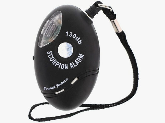 Scorpion Personalalarm + Türalarm 130 db Schwarz mit LED Lampe + Batterie