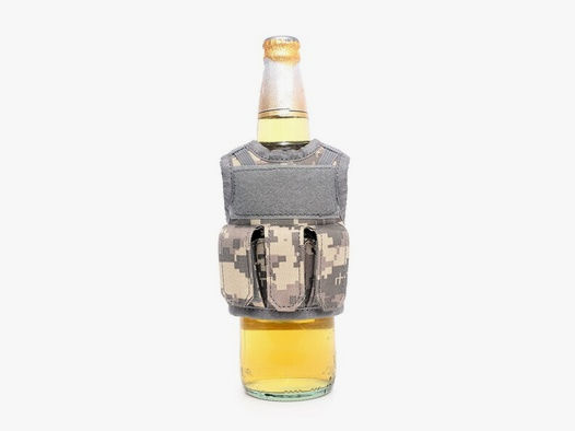 Mini Tactical Schutzweste mit Fronttaschen für Bierflasche / Wein / Thermosflasche - Digital ACU