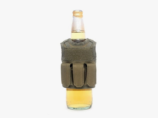 Mini Tactical Schutzweste mit Fronttaschen für Bierflasche / Wein / Thermosflasche - Oliv