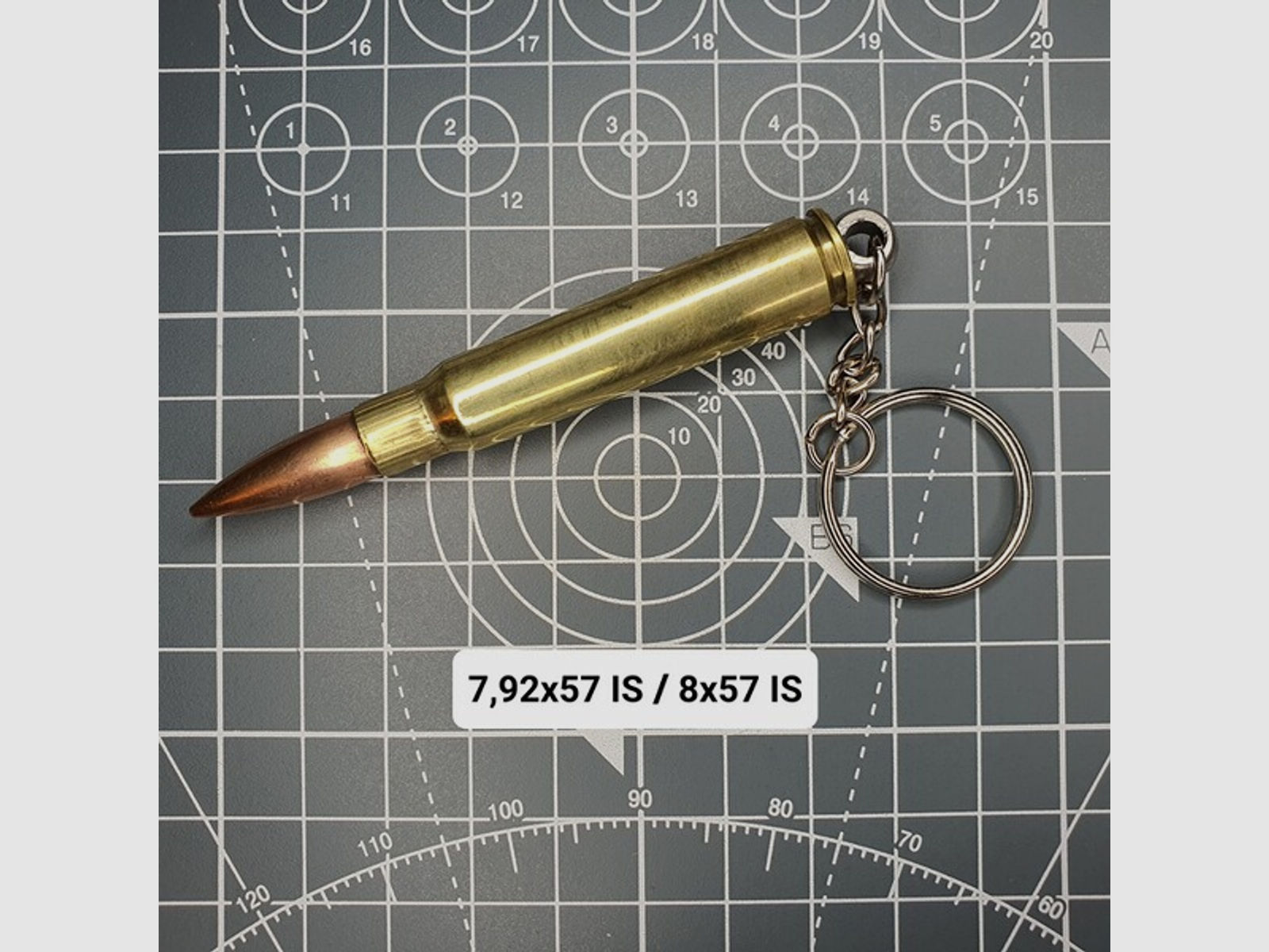 Schlüsselanhänger mit Patrone 8x57 7,92x57 Messinghülse K98k K43 MG42 MG34 G43