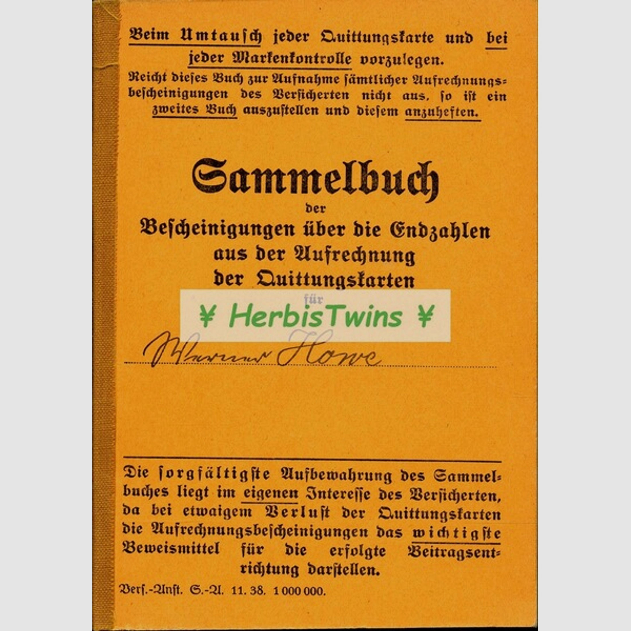SAMMELBUCH BESCHEINIGUNGEN ENDZAHLEN 1936 LVA Sachsen-Anhalt