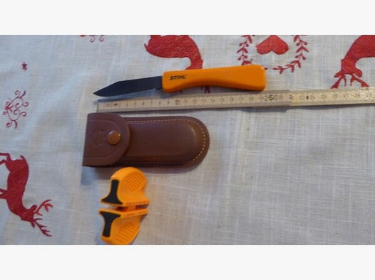Stihl Messer mit Original Puma Messerscheide und Schleifstein