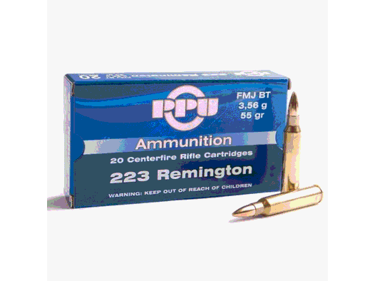 PPU .223 Remington 3,56g – 55grs – FMJ Vollmantel SP 20Stk