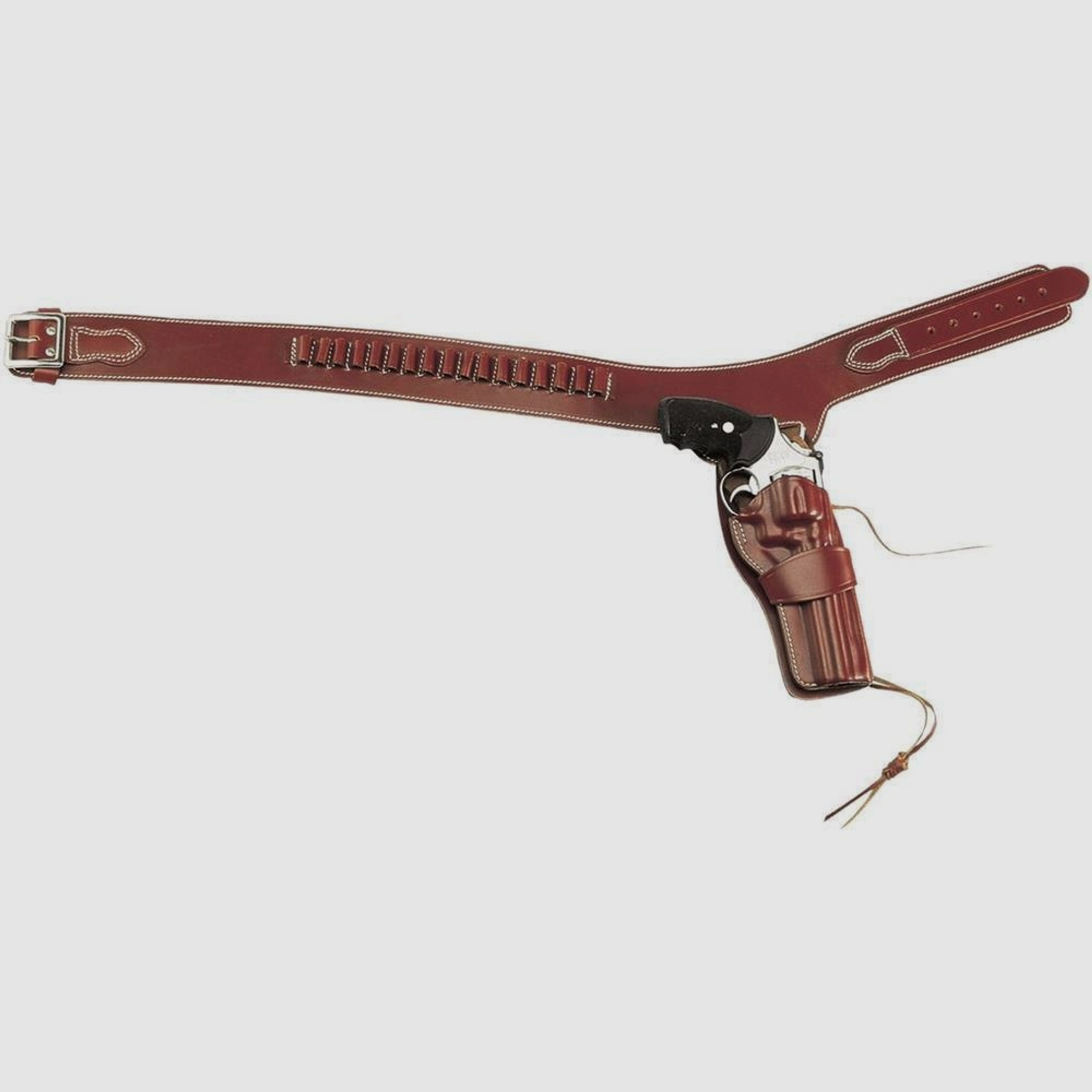 Western Style Patronengurt mit Holster für Revolver XL Linkshänder S&W 6" L-Frame,GP 100,King Cobra,Taurus M 66/689
