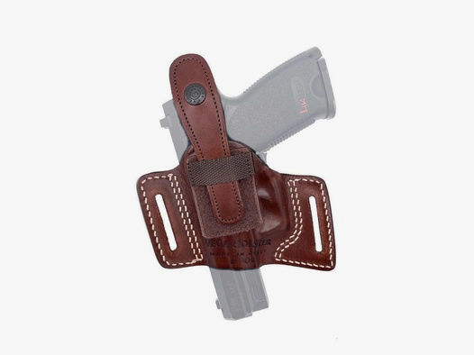 Gürtelholster mit offener Mündung & Sicherung Glock 20/21, H&amp;K USP, Röhm RG 96, Walther PPQ M2 45 .ACP-Braun-Linkshänder